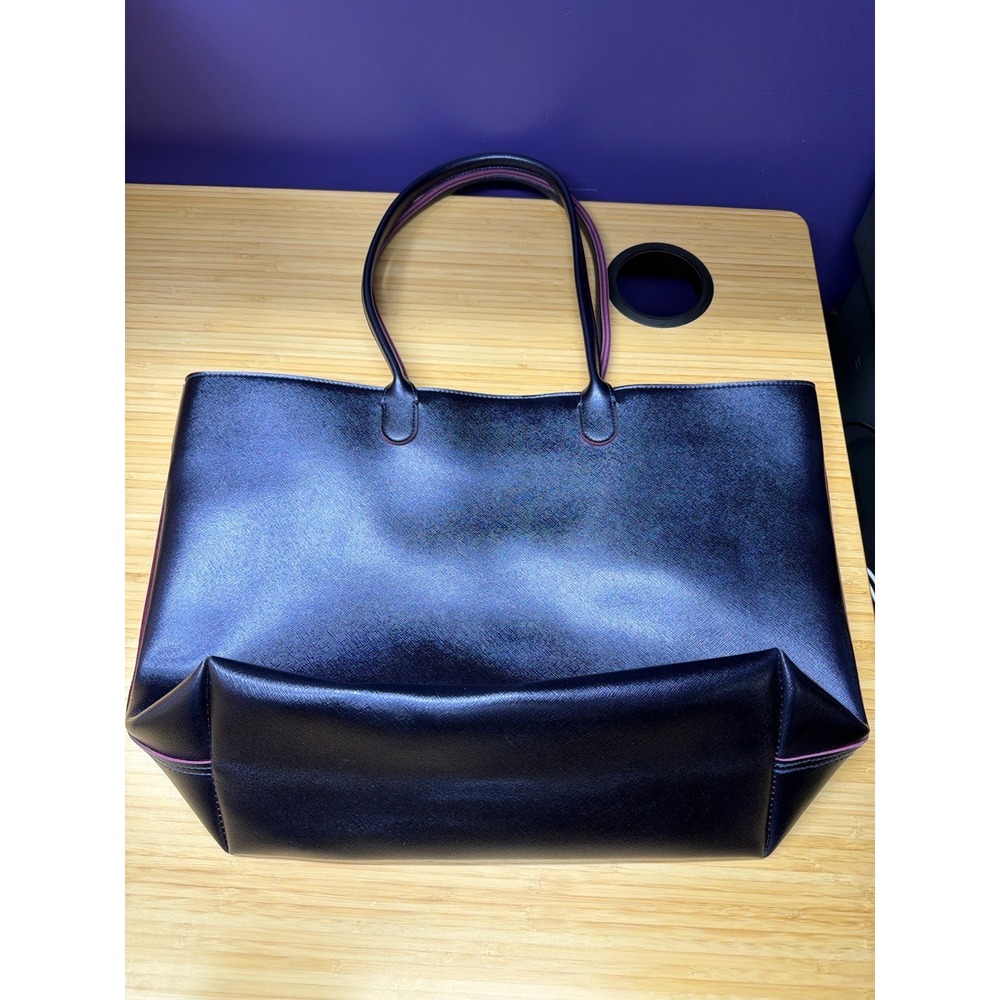 Bath & Body Works Metallic Navy Burgundy Large Tote Shoulder Bag - Picture 2 of 5